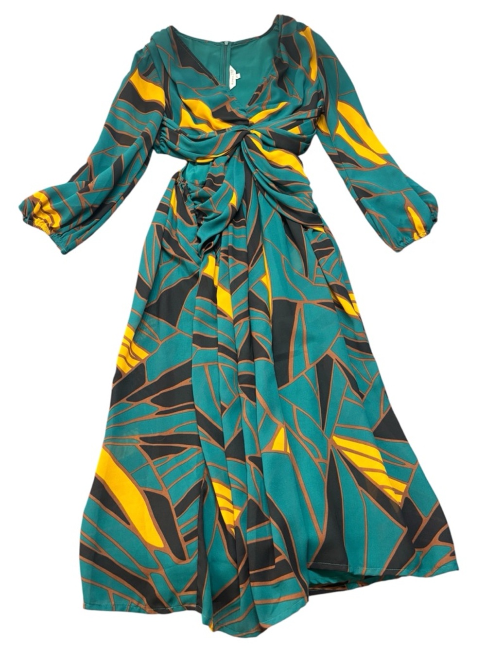 🌺 Ranna Gill for Anthropologie Floral Cut-Out Twist-Front Midi Dress | XS 🌺